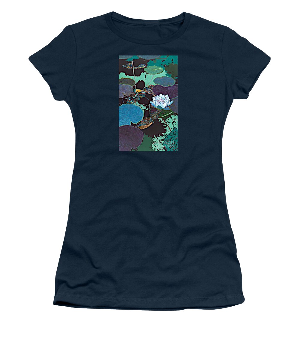 Landscape Women's T-Shirt featuring the painting Midnight Moonglow by Allan P Friedlander