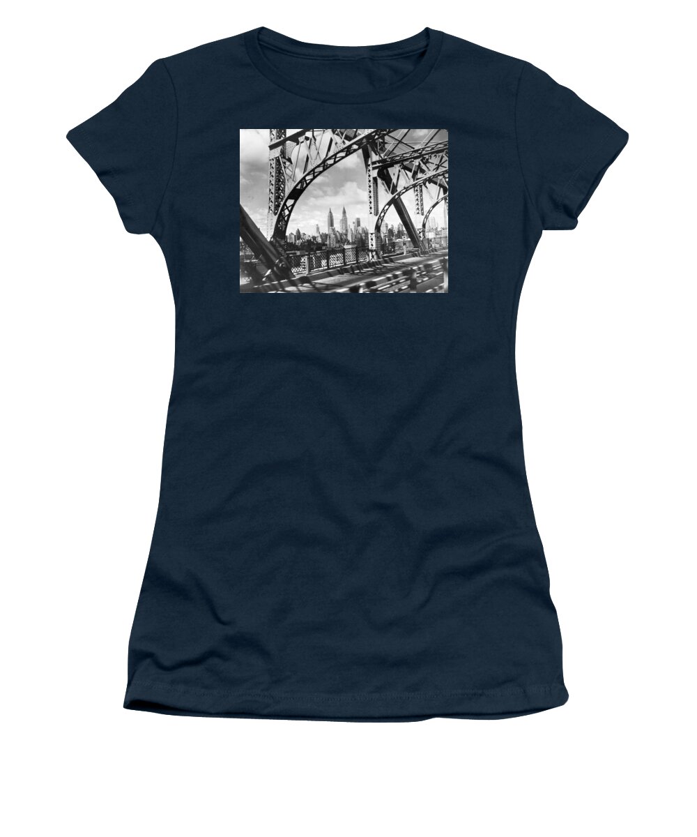 1937 Women's T-Shirt featuring the photograph MIdtown Manhattan 1937 View by Underwood Archives