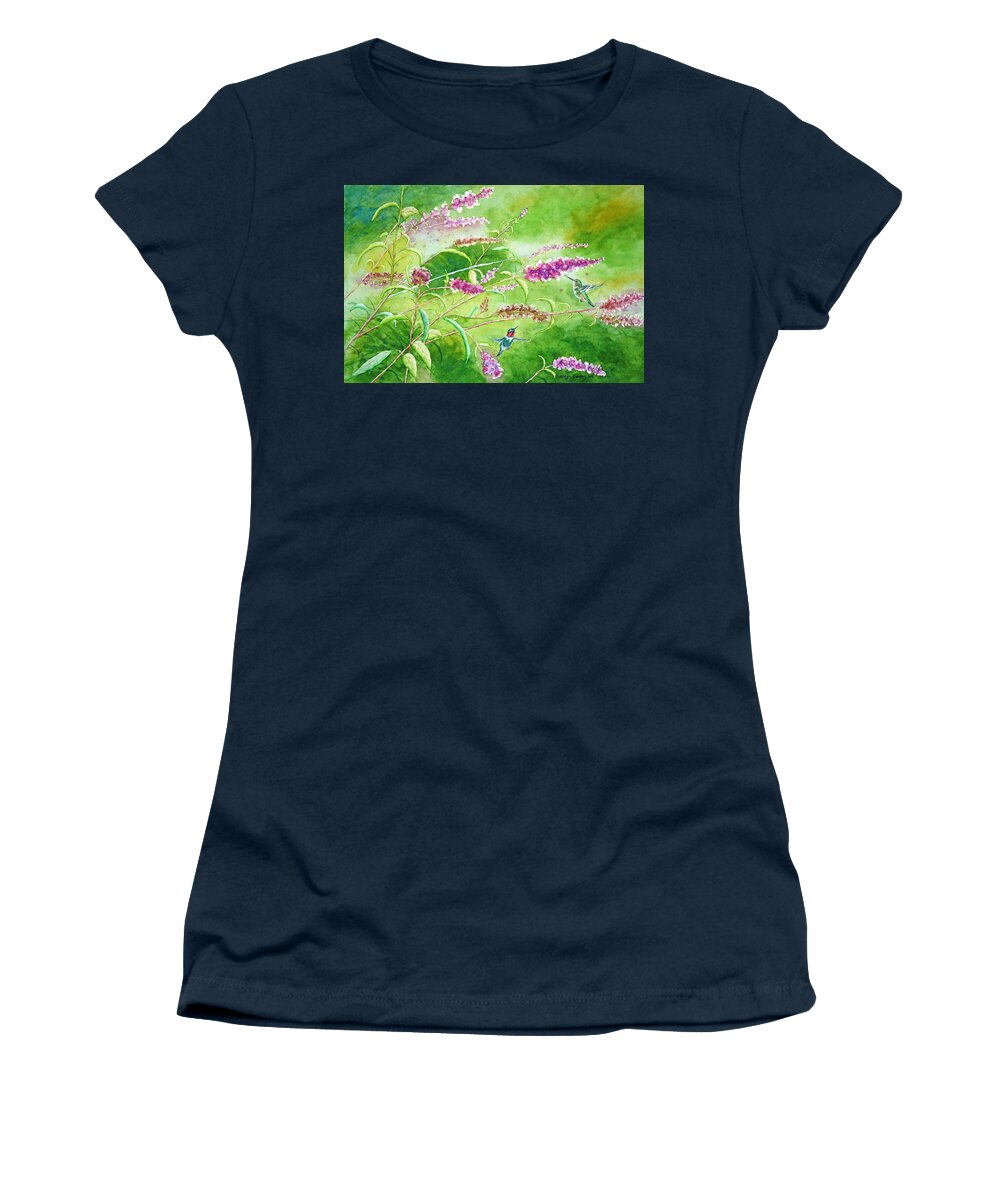 Hummingbird Women's T-Shirt featuring the painting Mighty Wings - Hummingbirds by Kathryn Duncan
