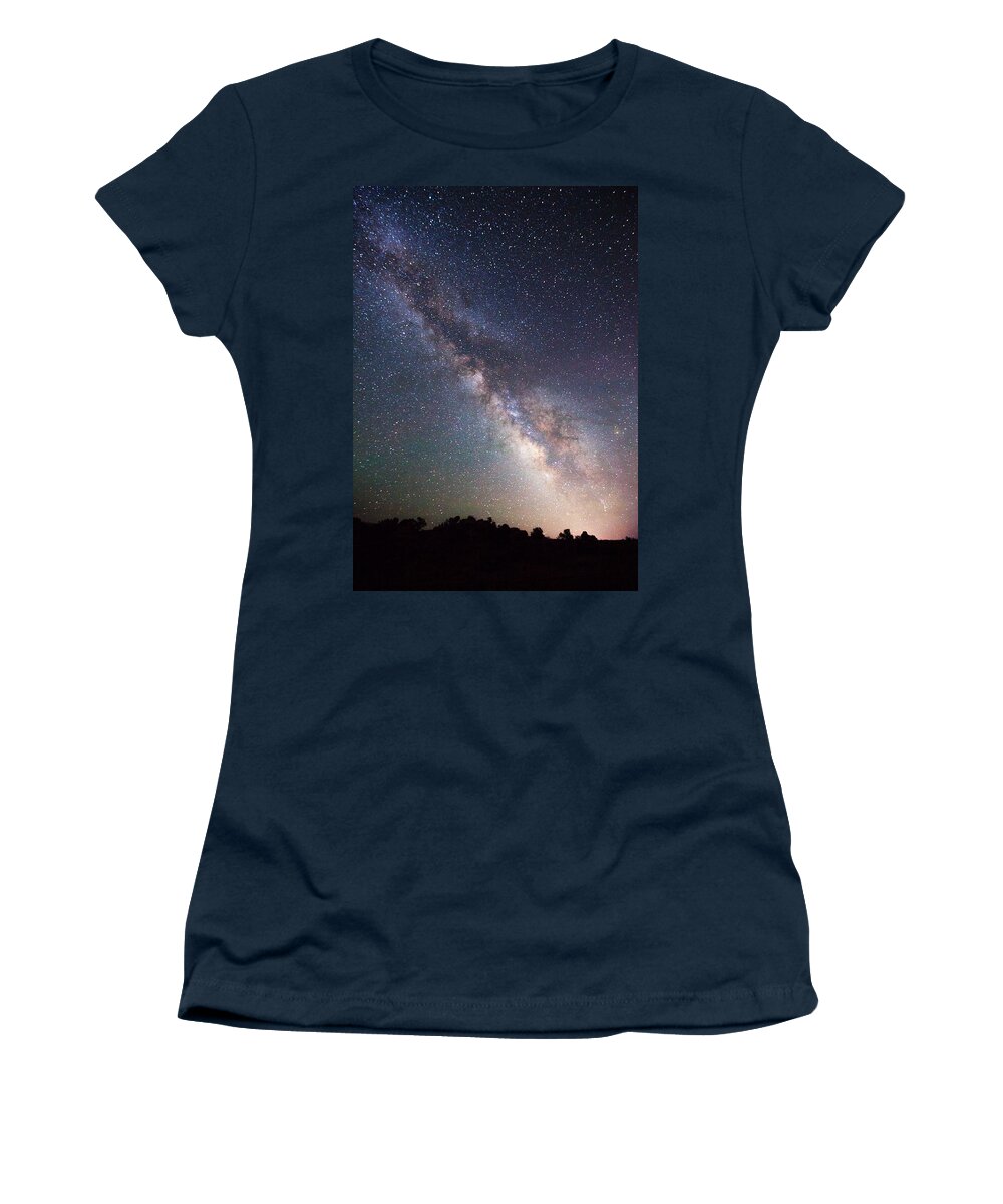 Milky Way Women's T-Shirt featuring the photograph Milky Way on the Rocks by Darren White