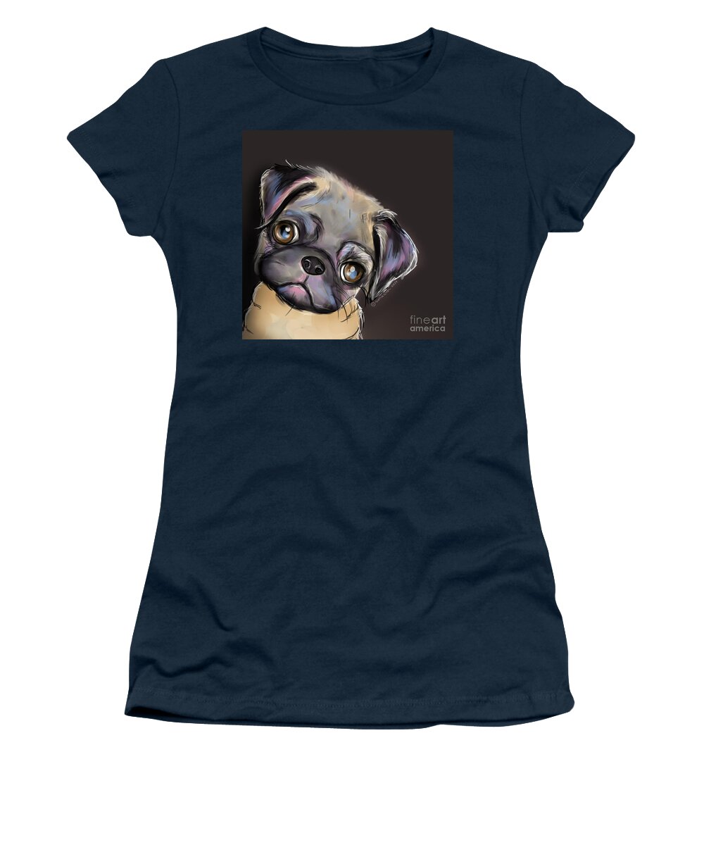 Pug Women's T-Shirt featuring the painting Miss Pug by Catia Lee
