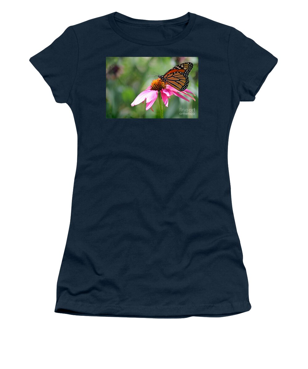 Monarch Women's T-Shirt featuring the photograph Monarch Butterfly on Coneflower by Karen Adams