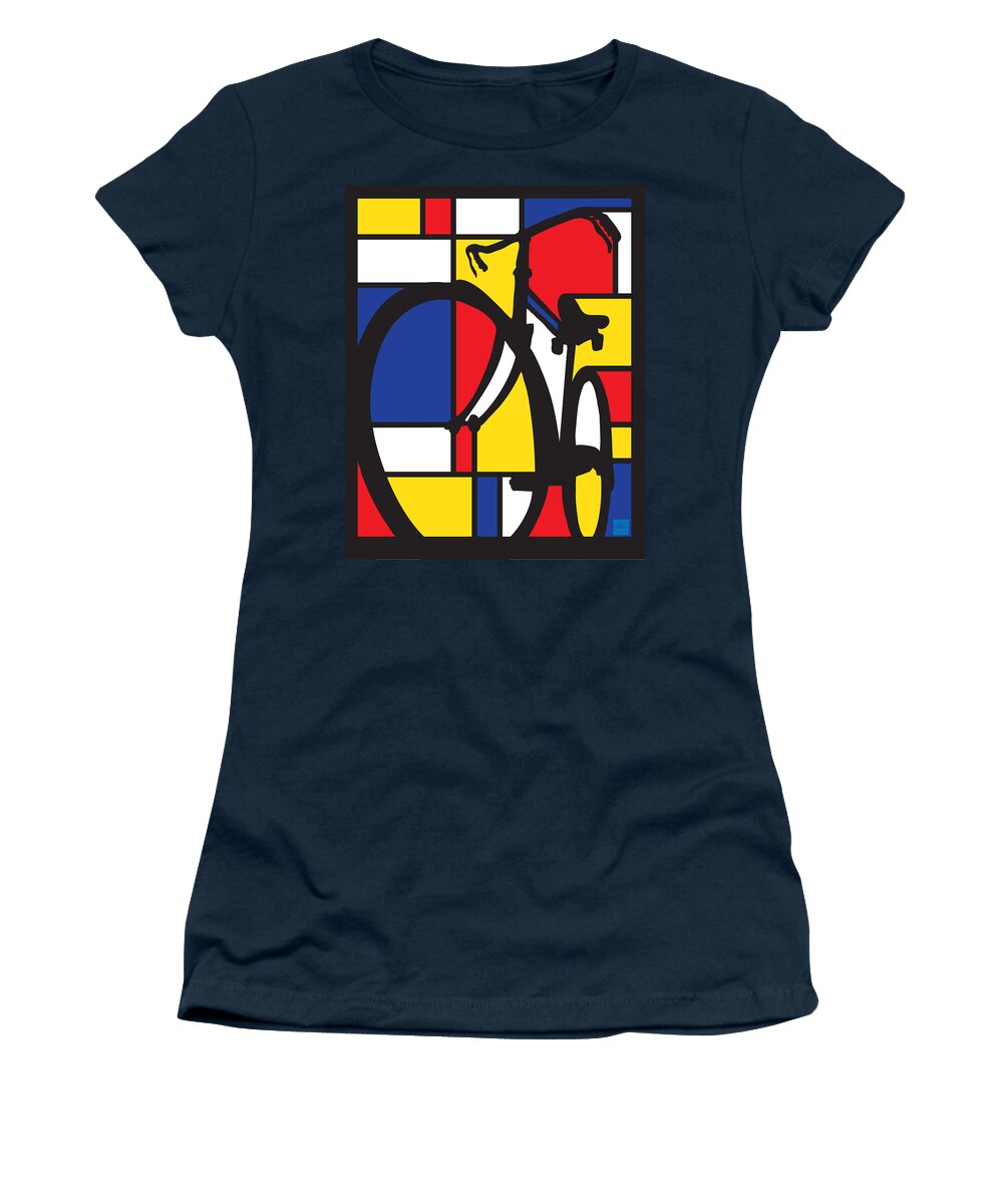 Mondrian Women's T-Shirt featuring the painting Mondrian Bike by Sassan Filsoof