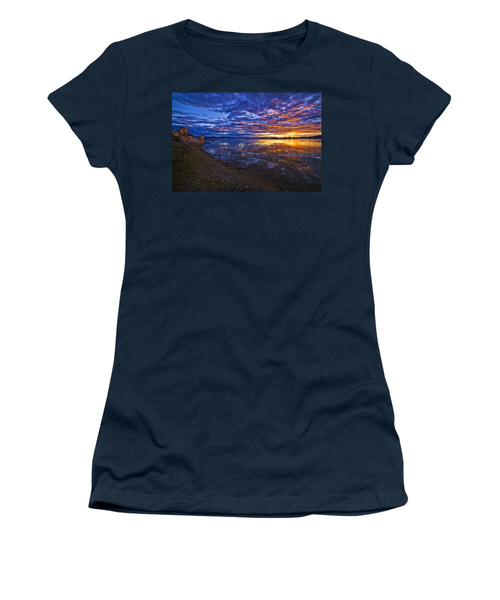 Sunrise Women's T-Shirt featuring the photograph Mono Lake Sunrise by Priscilla Burgers