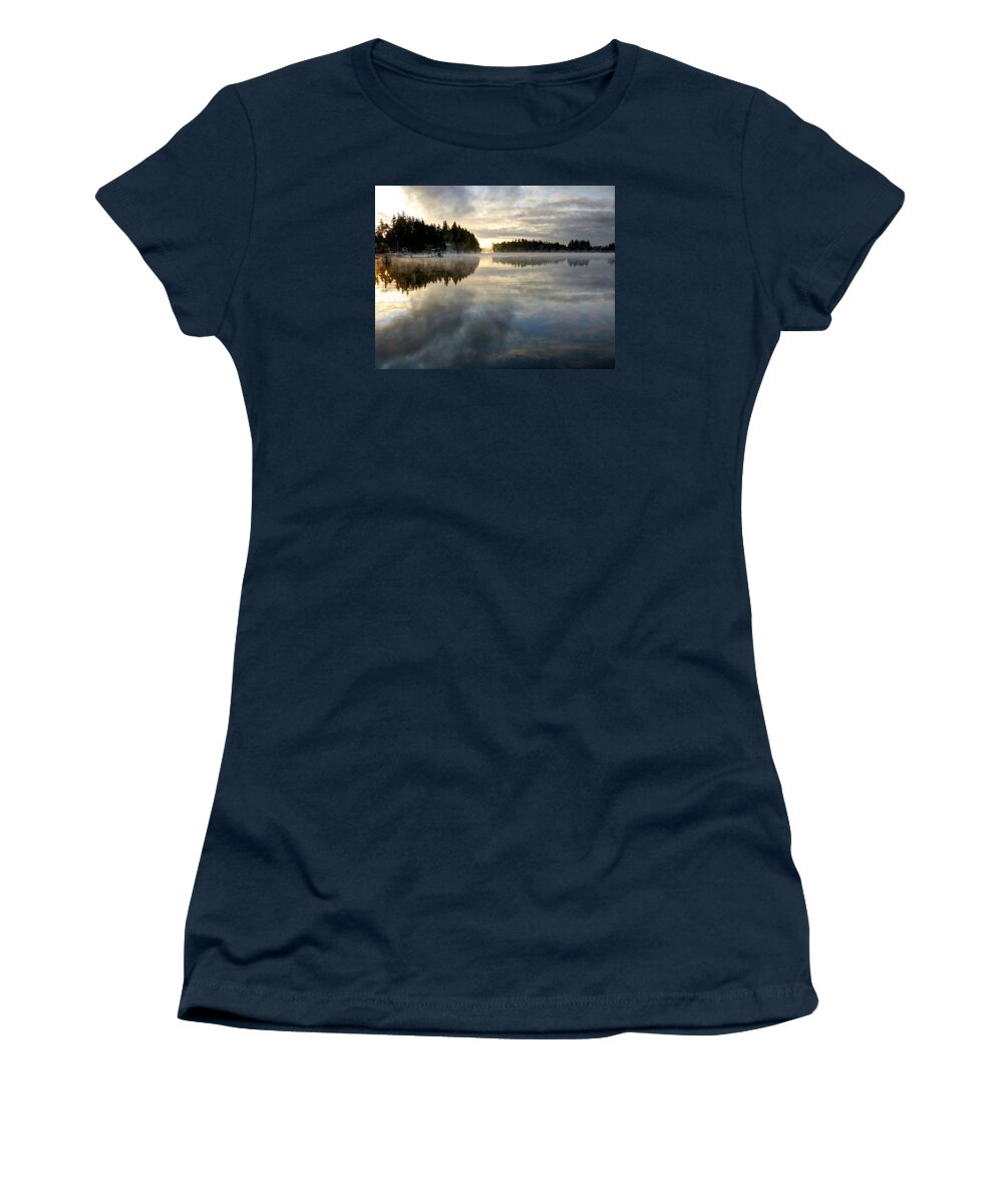 Lake Women's T-Shirt featuring the photograph Morning Lake Reflection by Peter Mooyman
