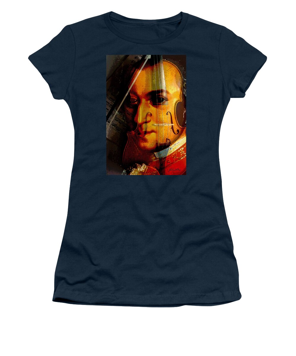 Classical Music Women's T-Shirt featuring the digital art Mozart by John Vincent Palozzi