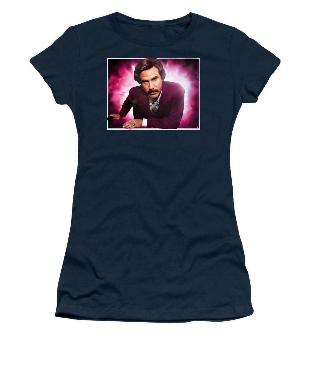 Mr. Ron Burgundy Women's T-Shirt featuring the photograph Mr. Ron Mr. Ron Burgundy from Anchorman by Nicholas Grunas