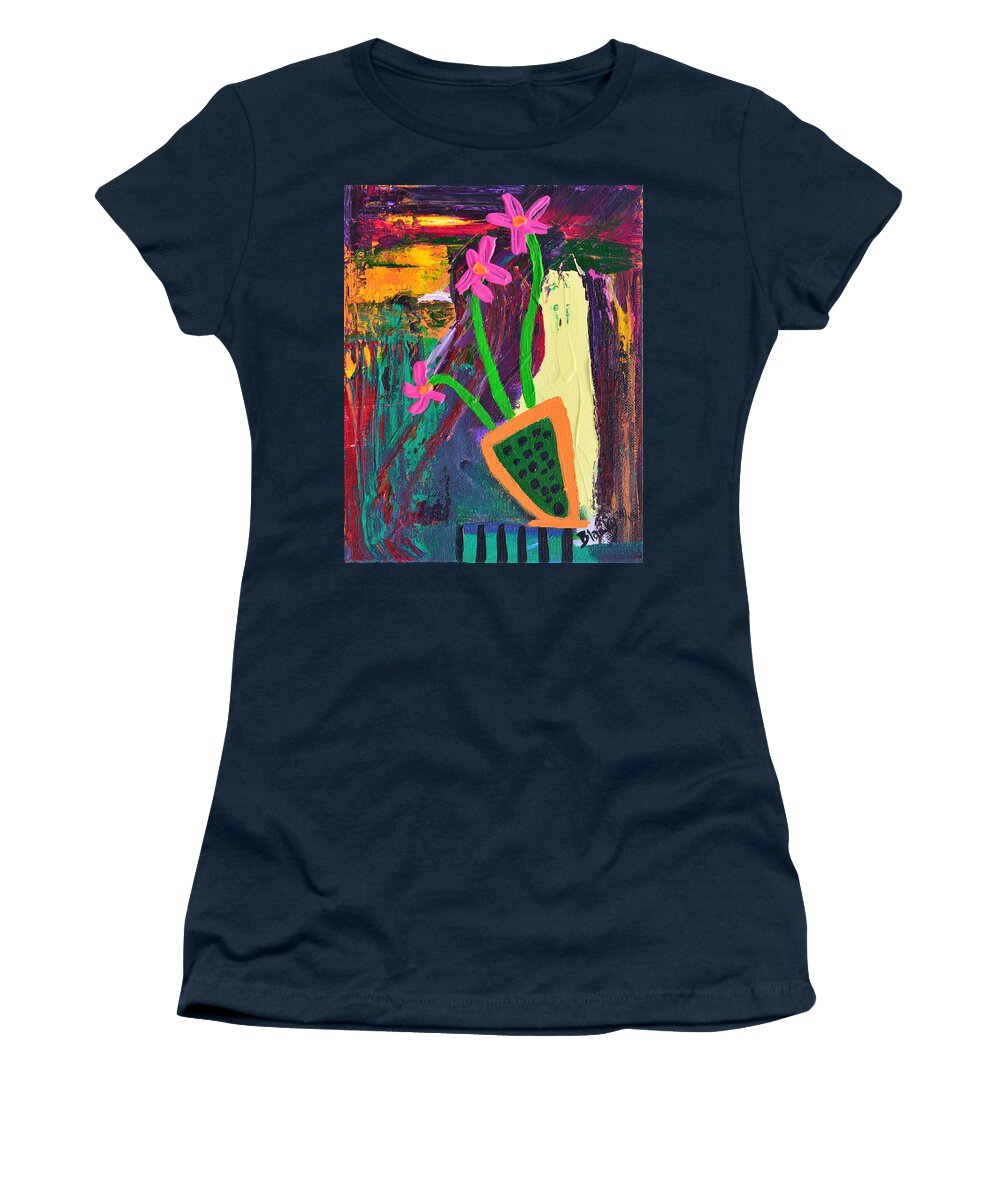 Modern Women's T-Shirt featuring the painting My Flowers Fell by Donna Blackhall