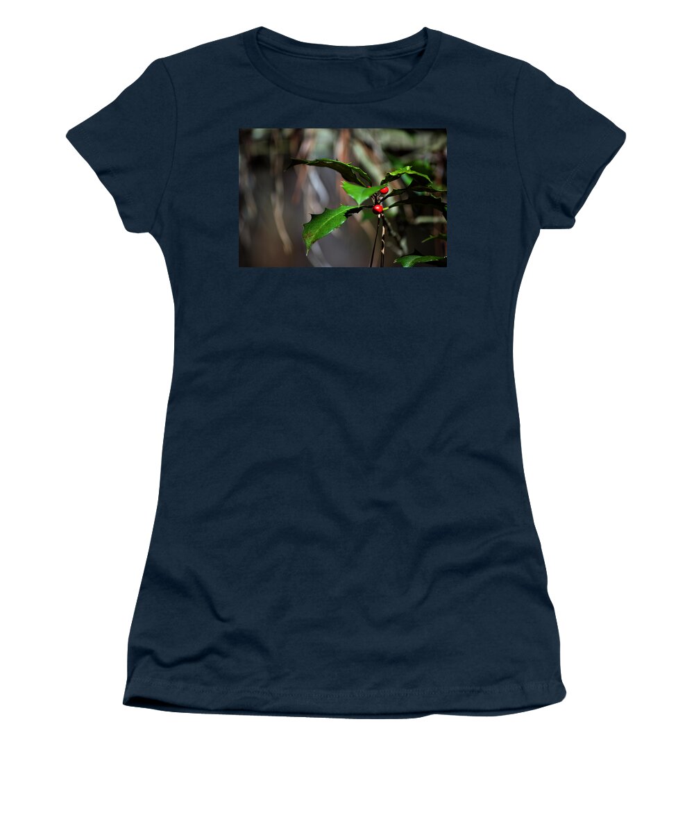 Holly In The Wild Women's T-Shirt featuring the photograph Natural Holly Decor by Bill Swartwout