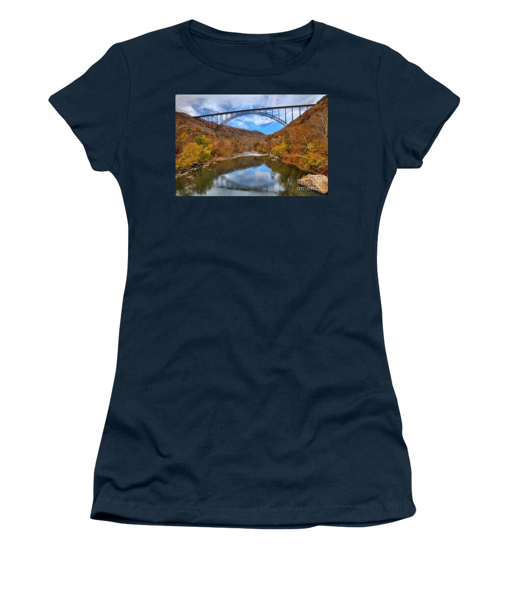 New River Women's T-Shirt featuring the photograph New River Gorge Reflections by Adam Jewell