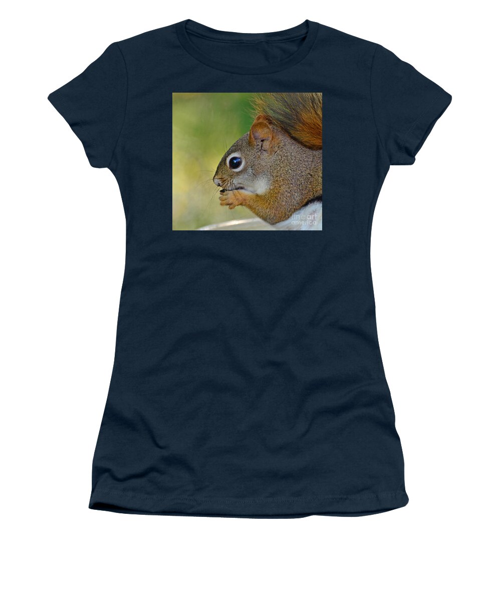 Squirrel Women's T-Shirt featuring the photograph Nom Nom Squirrel by Kerri Farley