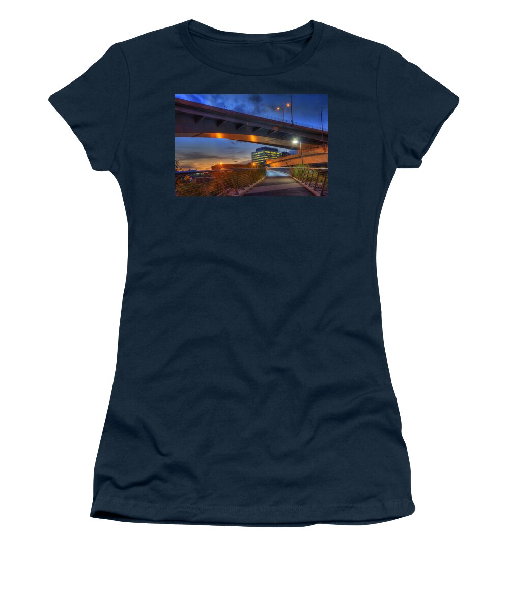 Cambridge Women's T-Shirt featuring the photograph North Bank Foot Bridge - Boston by Joann Vitali