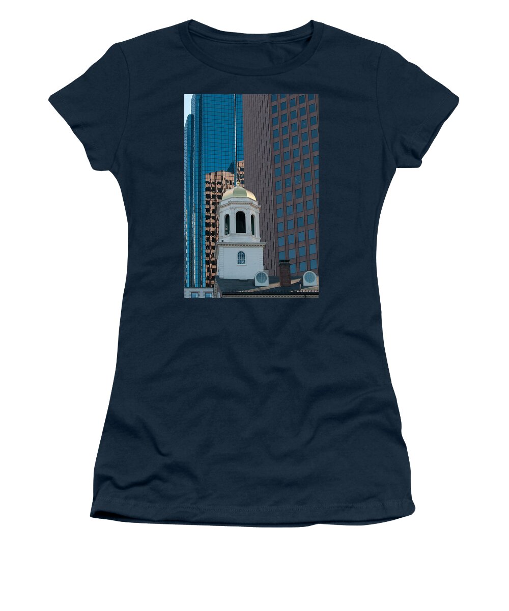 Boston Women's T-Shirt featuring the photograph North Meeting Place and Echange Place by Paul Mangold