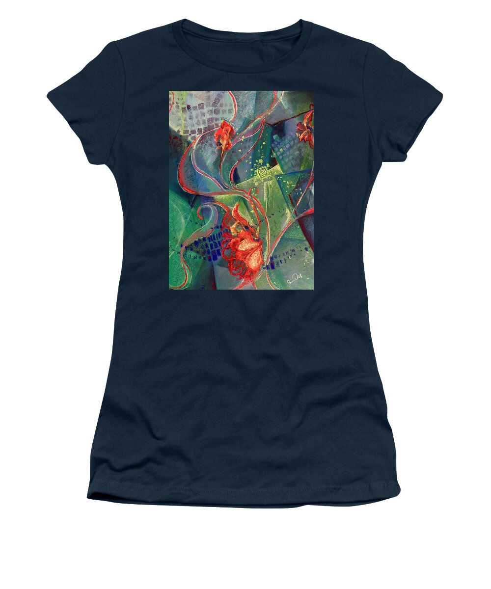 Abstract Women's T-Shirt featuring the painting Not destroyed by Susan Will