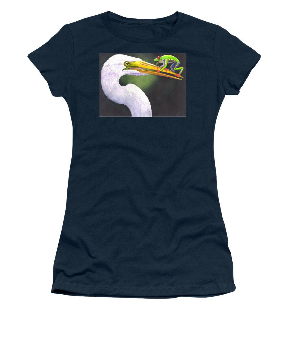 Egret Women's T-Shirt featuring the painting Now What by Catherine G McElroy