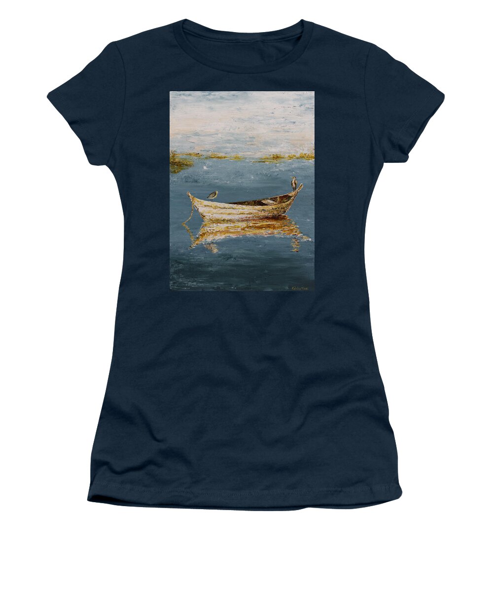 Boat Women's T-Shirt featuring the painting Ocean Row Boat II by Katrina Nixon