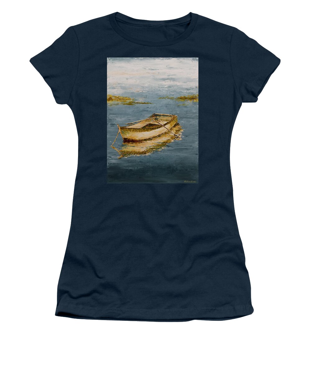 Blue Women's T-Shirt featuring the painting Ocean Row Boat by Katrina Nixon