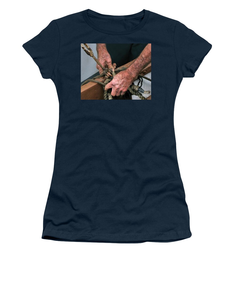 Hands Women's T-Shirt featuring the photograph Old Hands and the Sea by Jennie Breeze