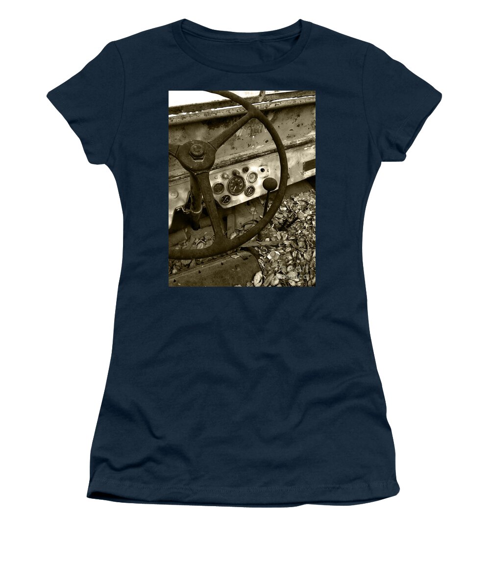 Steering Wheel Women's T-Shirt featuring the photograph Old truck 1 by Micah May