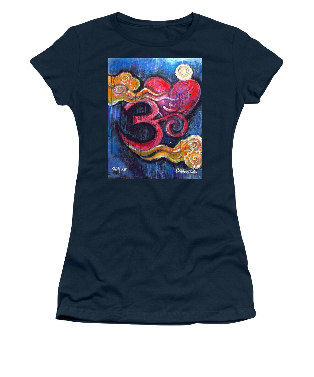 Om Women's T-Shirt featuring the painting Om Heart of Kindness by Laurie Maves ART