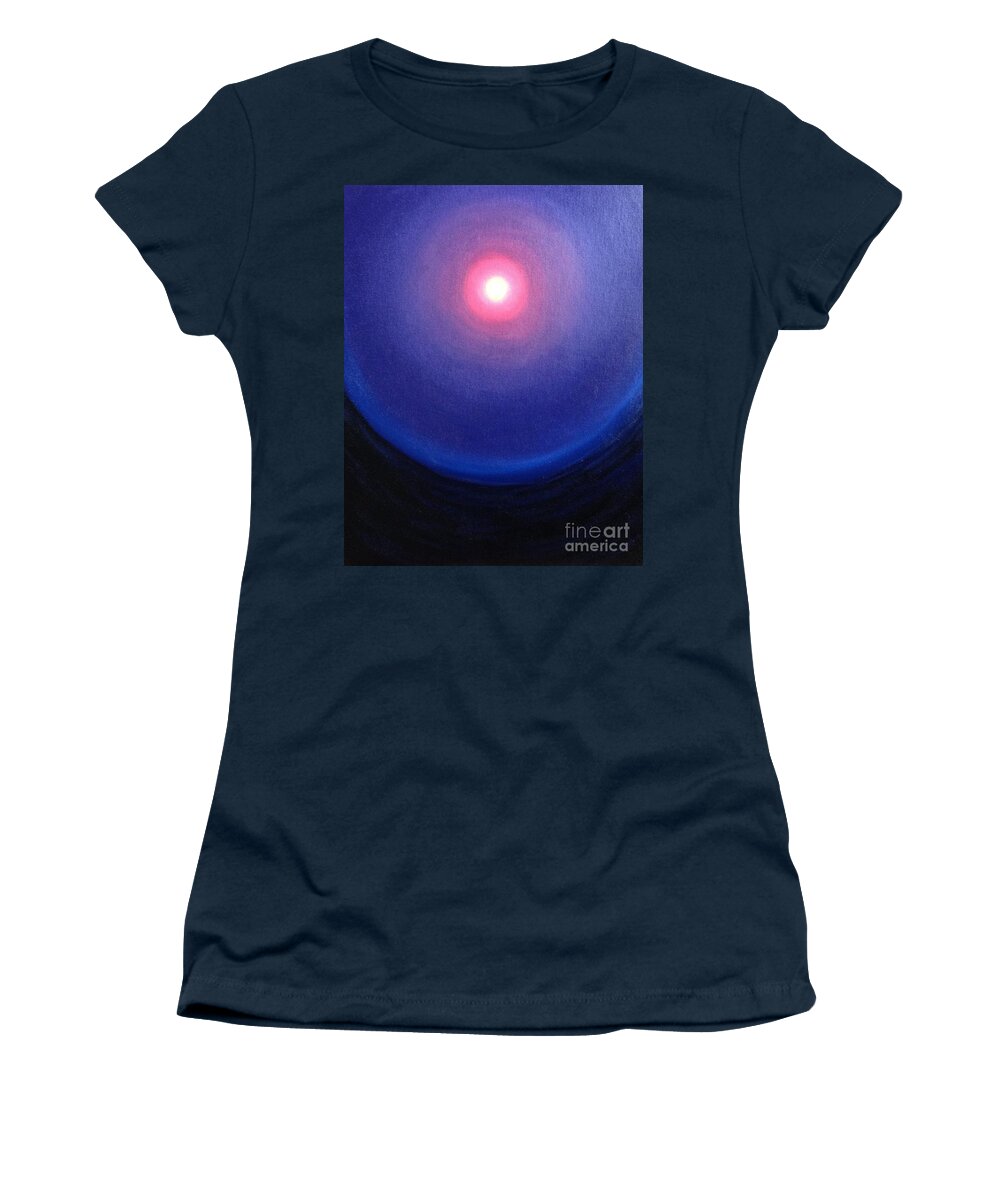 Moon Women's T-Shirt featuring the painting Once Upon A Blue Moon by Baruska A Michalcikova