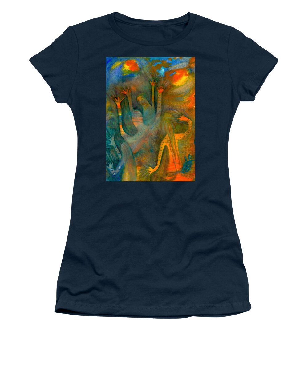 Dancing Women's T-Shirt featuring the painting Once upon a two moon night by Suzy Norris