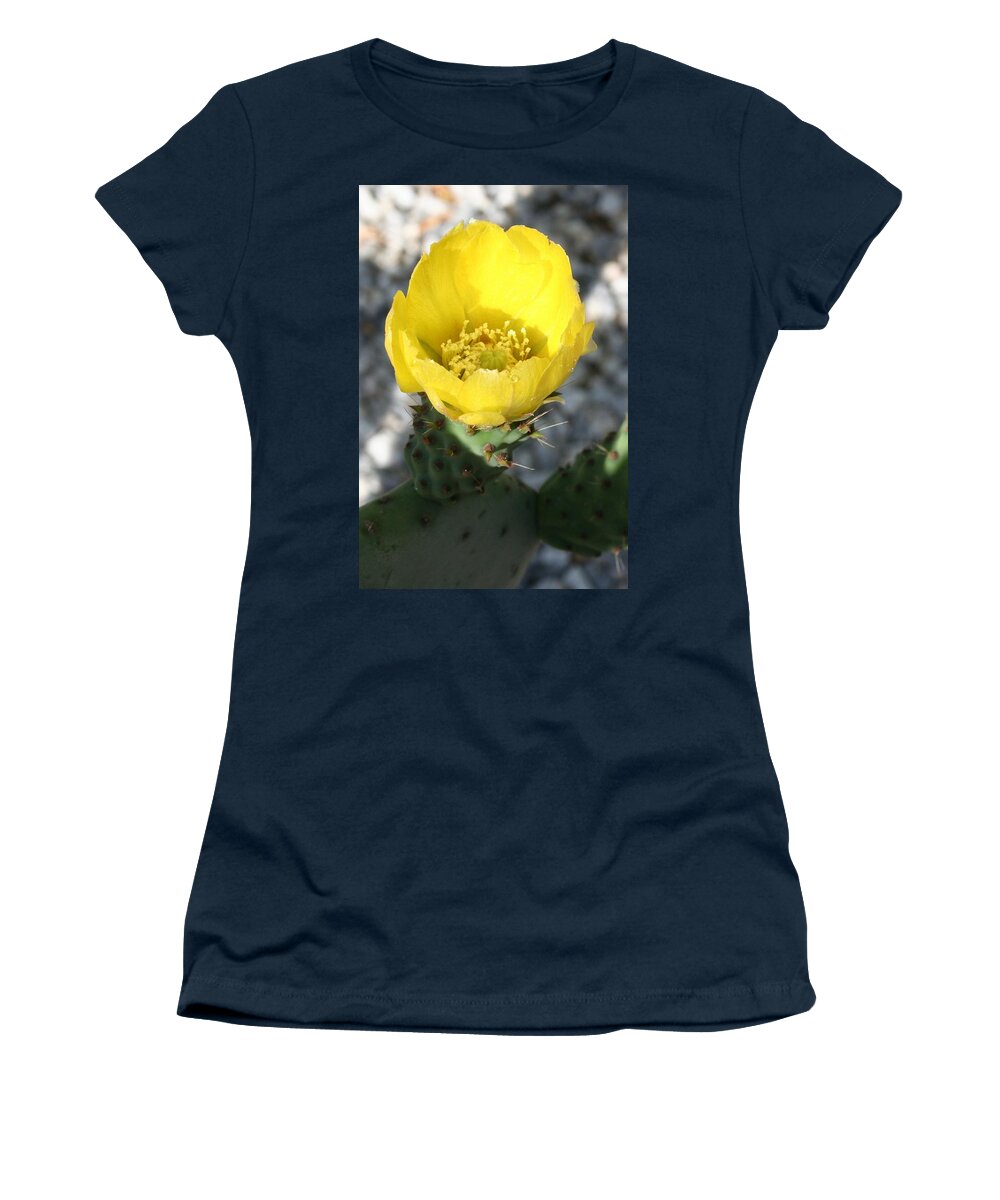 Yellow Women's T-Shirt featuring the photograph Opuntia Ficus-Indica Flower of the Prickly Pear by Taiche Acrylic Art