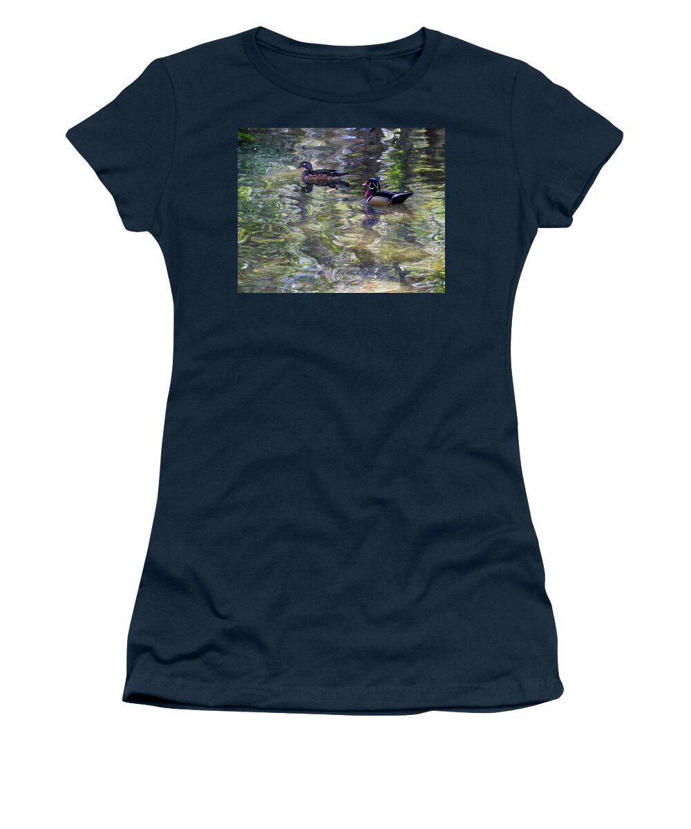 Nature Women's T-Shirt featuring the photograph Paddling in a Monet by Judy Wanamaker