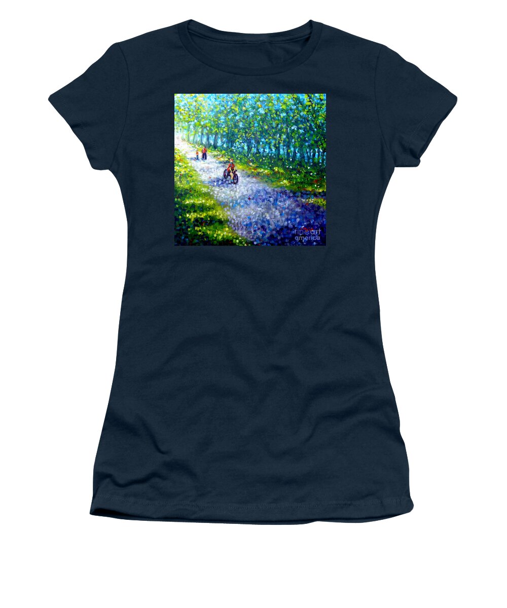 Painting Women's T-Shirt featuring the painting Park on St Helen Island - Montreal by Cristina Stefan