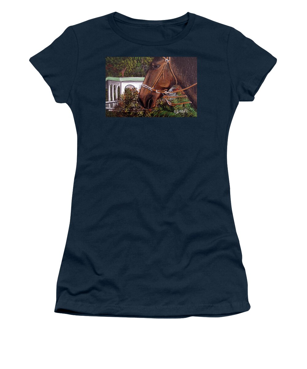 Horse Women's T-Shirt featuring the painting Patient Horse by Gloria E Barreto-Rodriguez