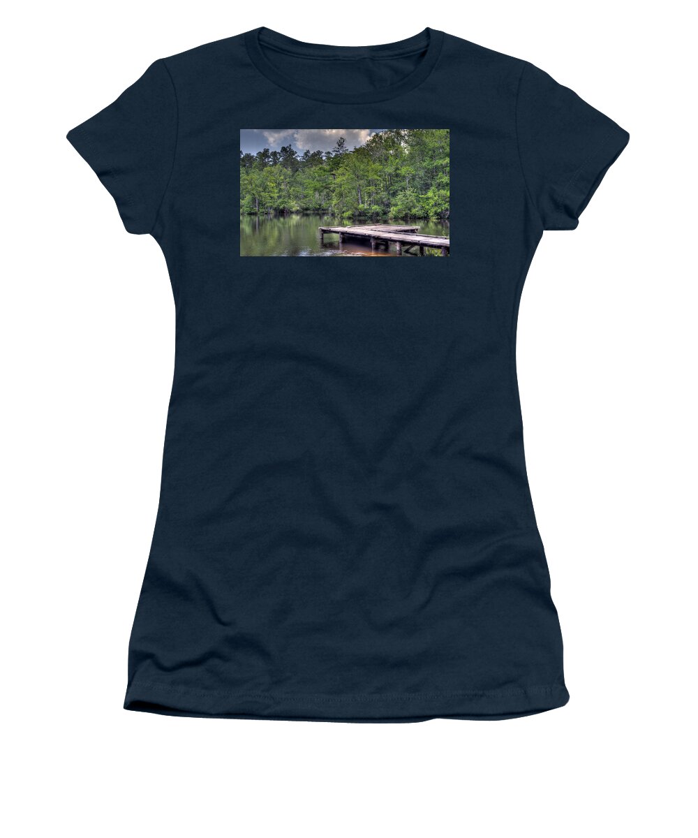 Dock Women's T-Shirt featuring the photograph Peaceful Dock by David Troxel