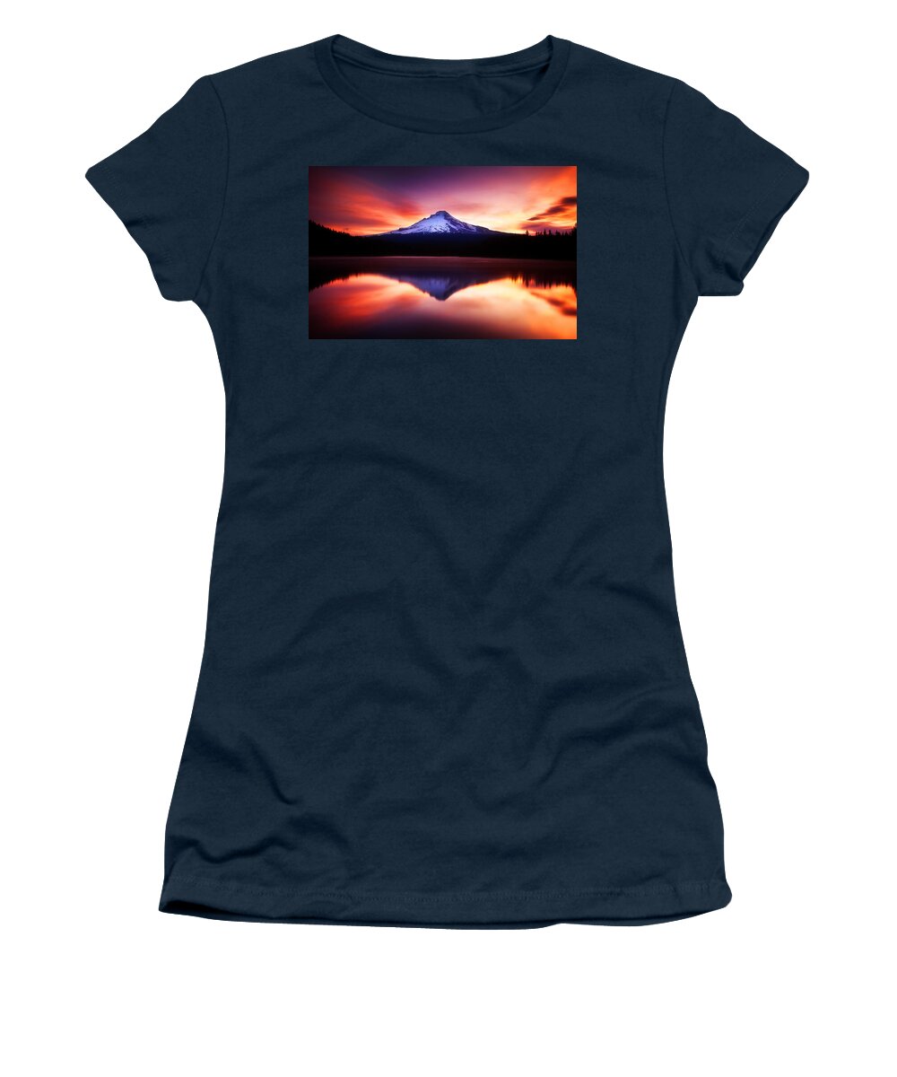 Trillium Lake Women's T-Shirt featuring the photograph Peaceful Morning on the Lake by Darren White