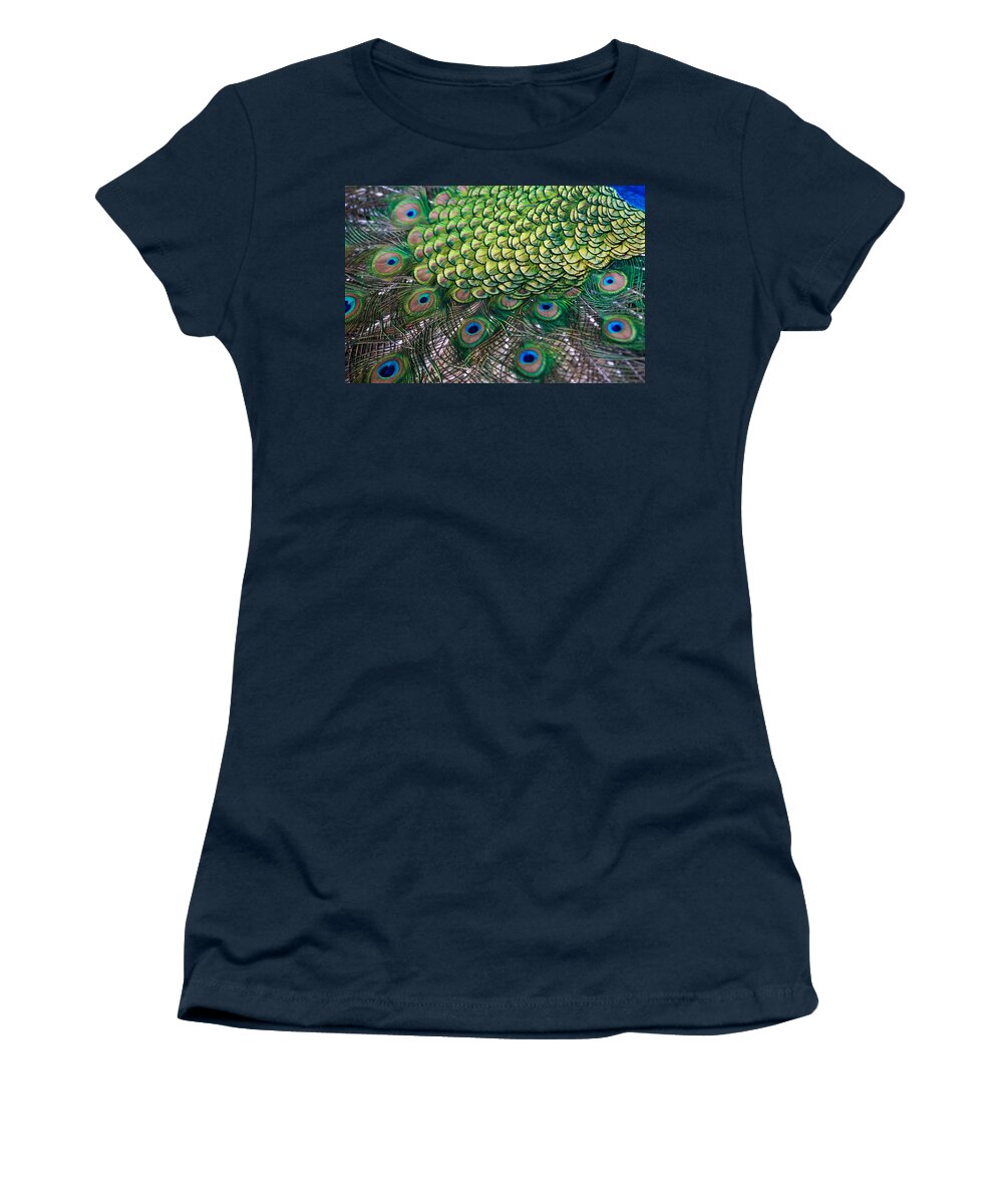 Male Women's T-Shirt featuring the photograph Peacock display abstract by Eti Reid