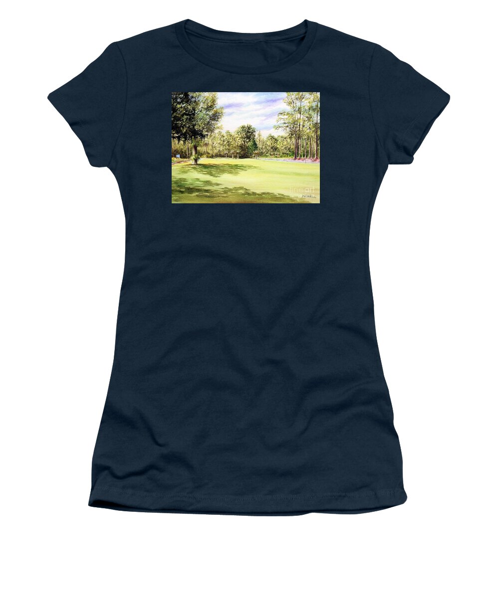 Perry Golf And Country Club Women's T-Shirt featuring the painting Perry Golf Course Florida by Bill Holkham
