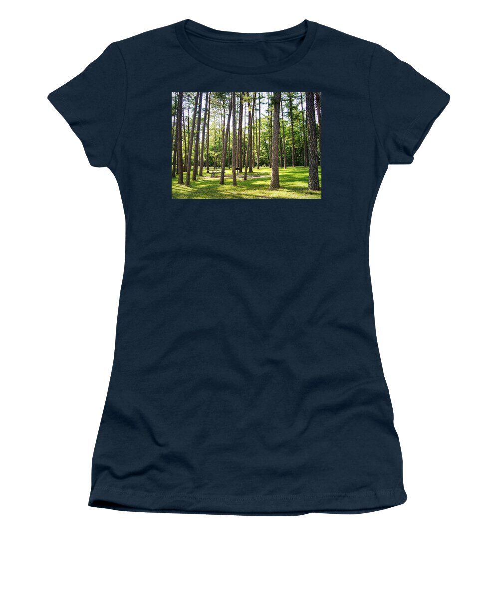 picnic In The Pines Women's T-Shirt featuring the photograph Picnic in the Pines by Cricket Hackmann