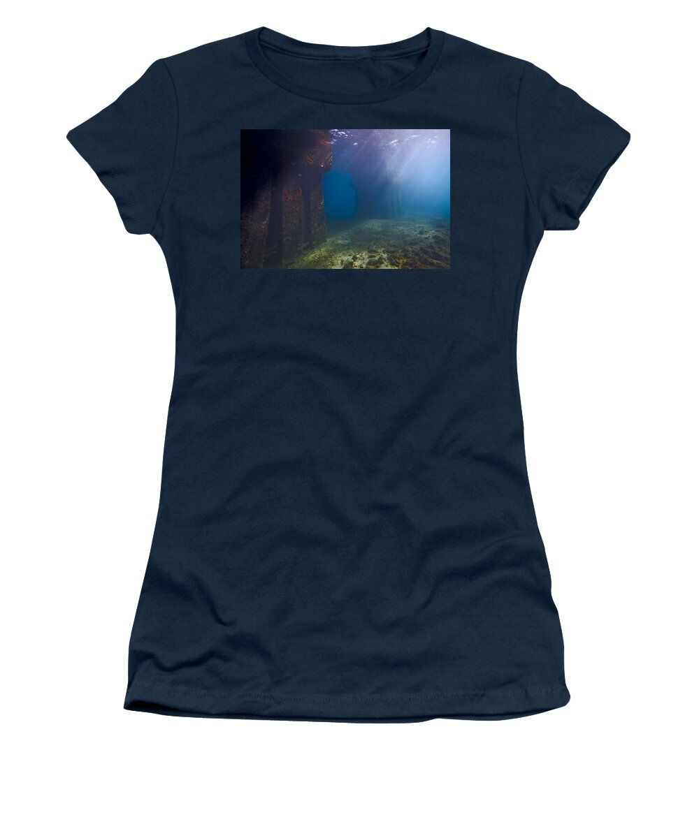 Blue Women's T-Shirt featuring the photograph Pillars at Dawn by Sandra Edwards