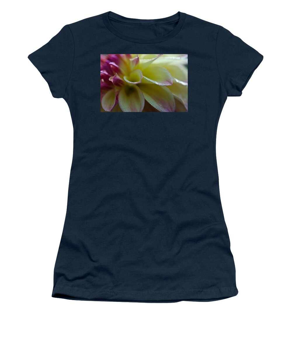 Dahlia Women's T-Shirt featuring the photograph Pink Water Dahlia by Kathy Paynter