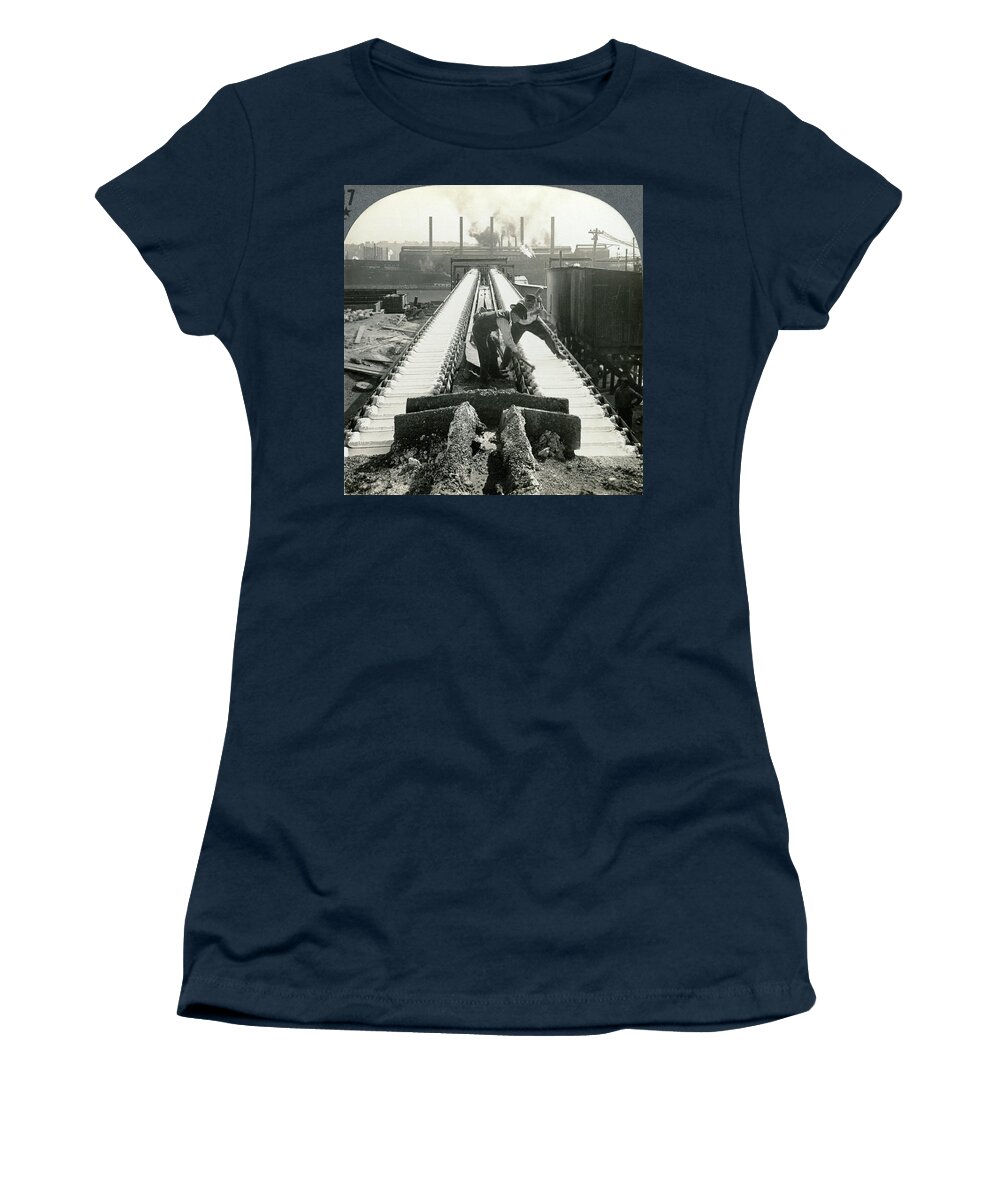 1910 Women's T-Shirt featuring the painting Pittsburgh Foundry by Granger