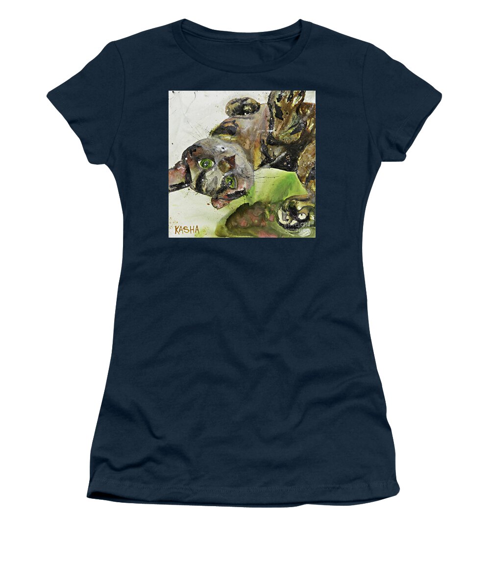 Animal Women's T-Shirt featuring the painting Play.Pause by Kasha Ritter