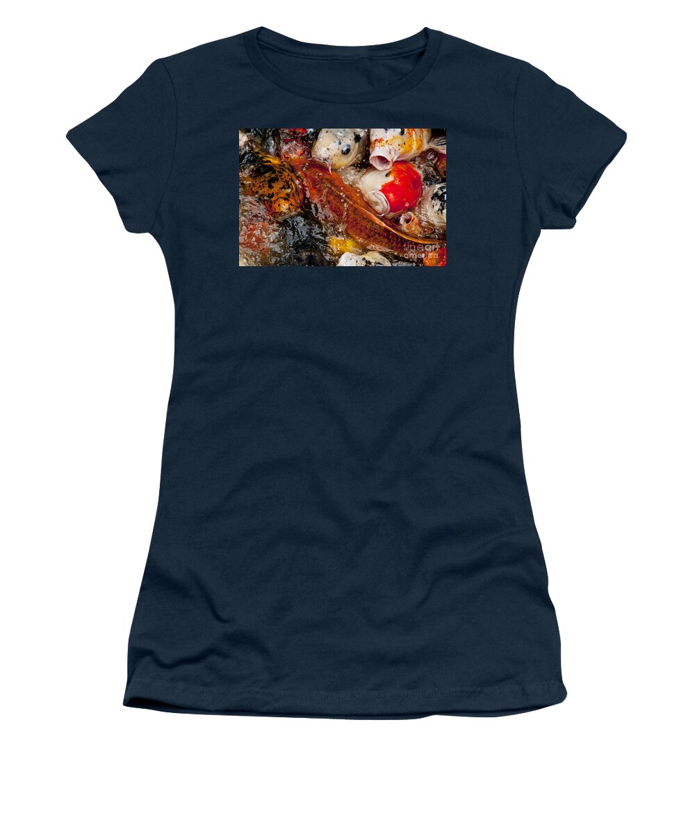 Koi Women's T-Shirt featuring the photograph Please Feed Us by Wilma Birdwell