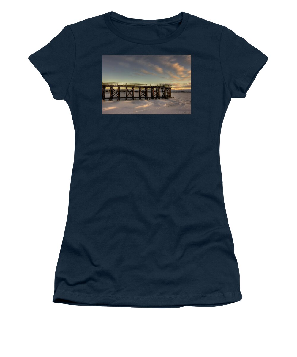 Cp Rail Women's T-Shirt featuring the photograph Pool 6 Loading Pier East View by Jakub Sisak