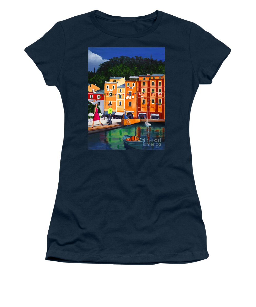 Large Art Print Women's T-Shirt featuring the painting PORTOFINO Art print by William Cain