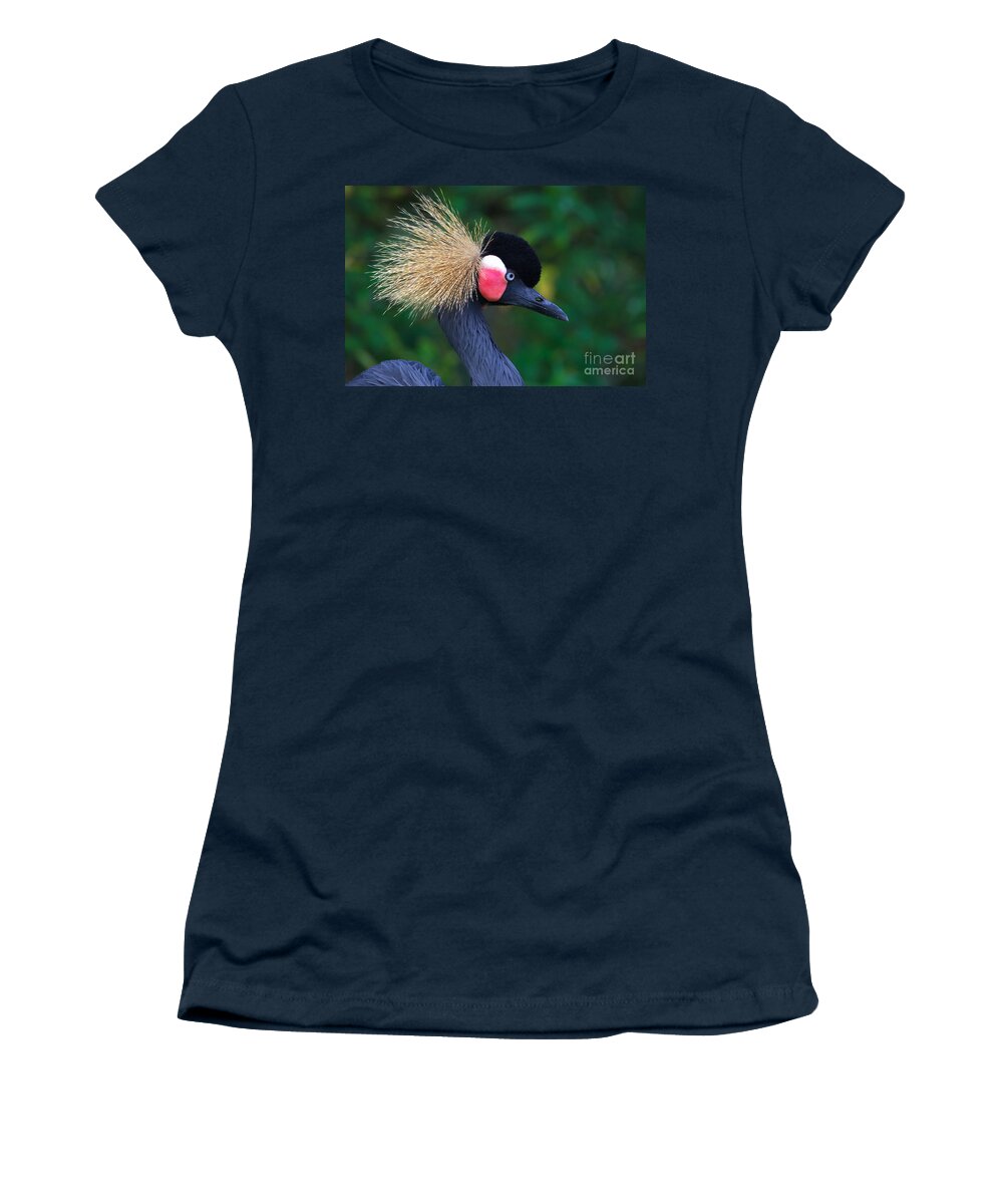 African Women's T-Shirt featuring the photograph Portrait of a Grey Crowned Crane by Nick Biemans