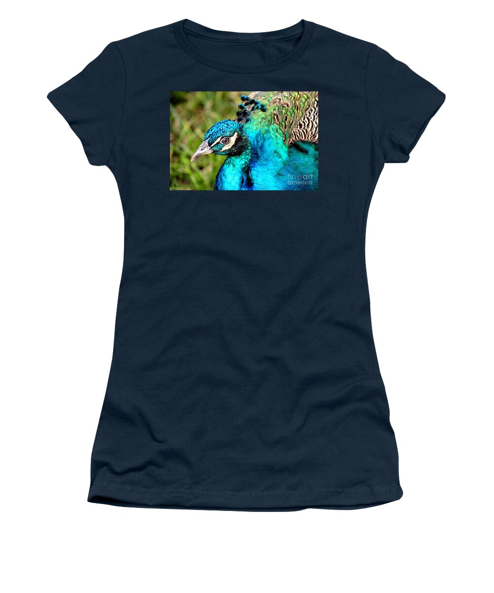 Peacock Portrait Women's T-Shirt featuring the photograph Portrait Of A Peacock by Kathy White