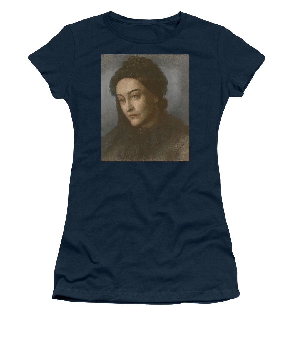 Female Women's T-Shirt featuring the drawing Portrait Of Christina Rossetti, Head by Dante Gabriel Charles Rossetti