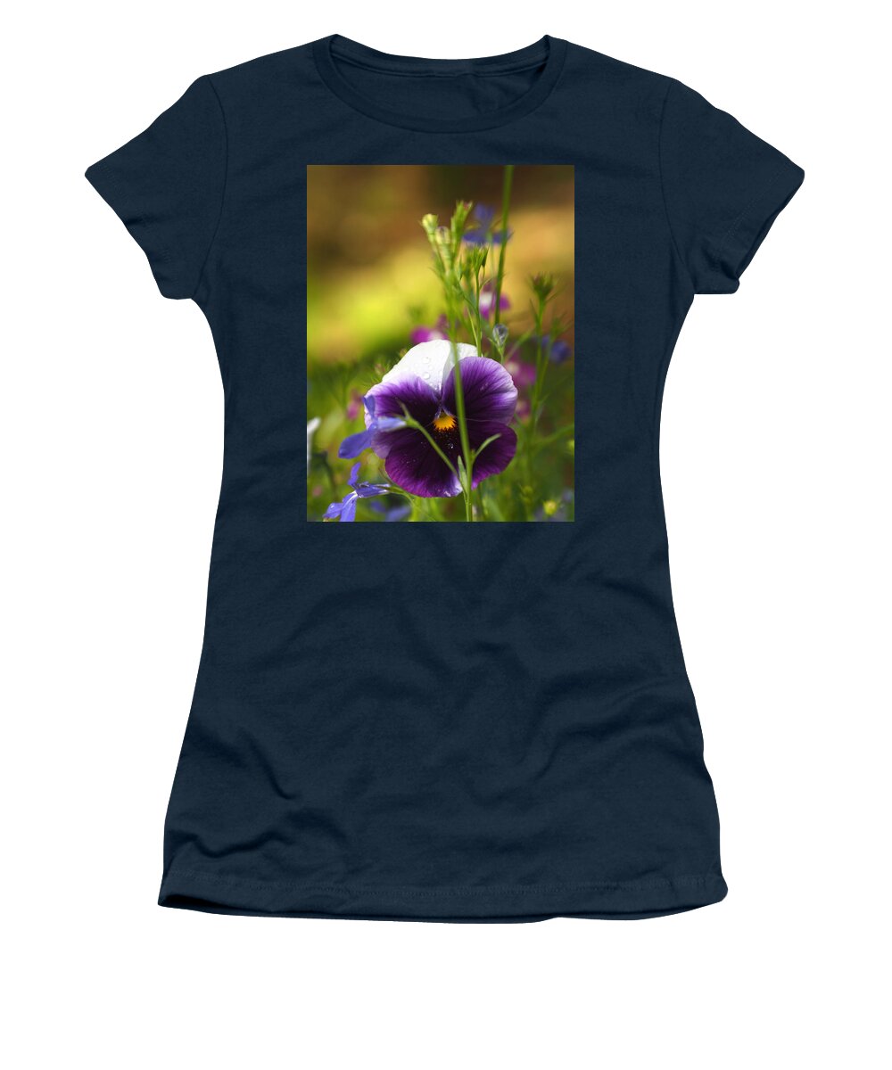 Flowers Women's T-Shirt featuring the photograph Pretty Pansy And Lobelias by Dorothy Lee