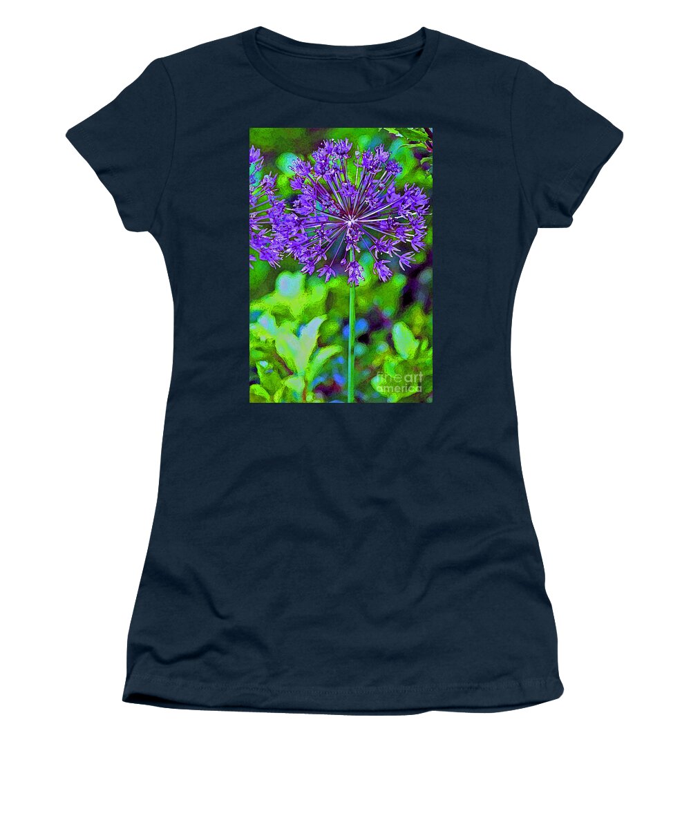 Garden Women's T-Shirt featuring the photograph Purple Allium Flower by Karen Adams