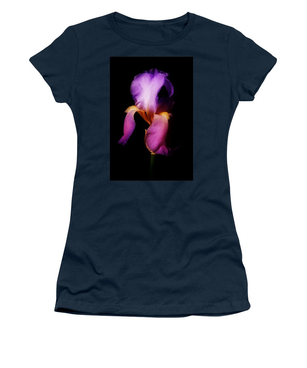 Petals Women's T-Shirt featuring the photograph Purple Iris by Greg and Chrystal Mimbs