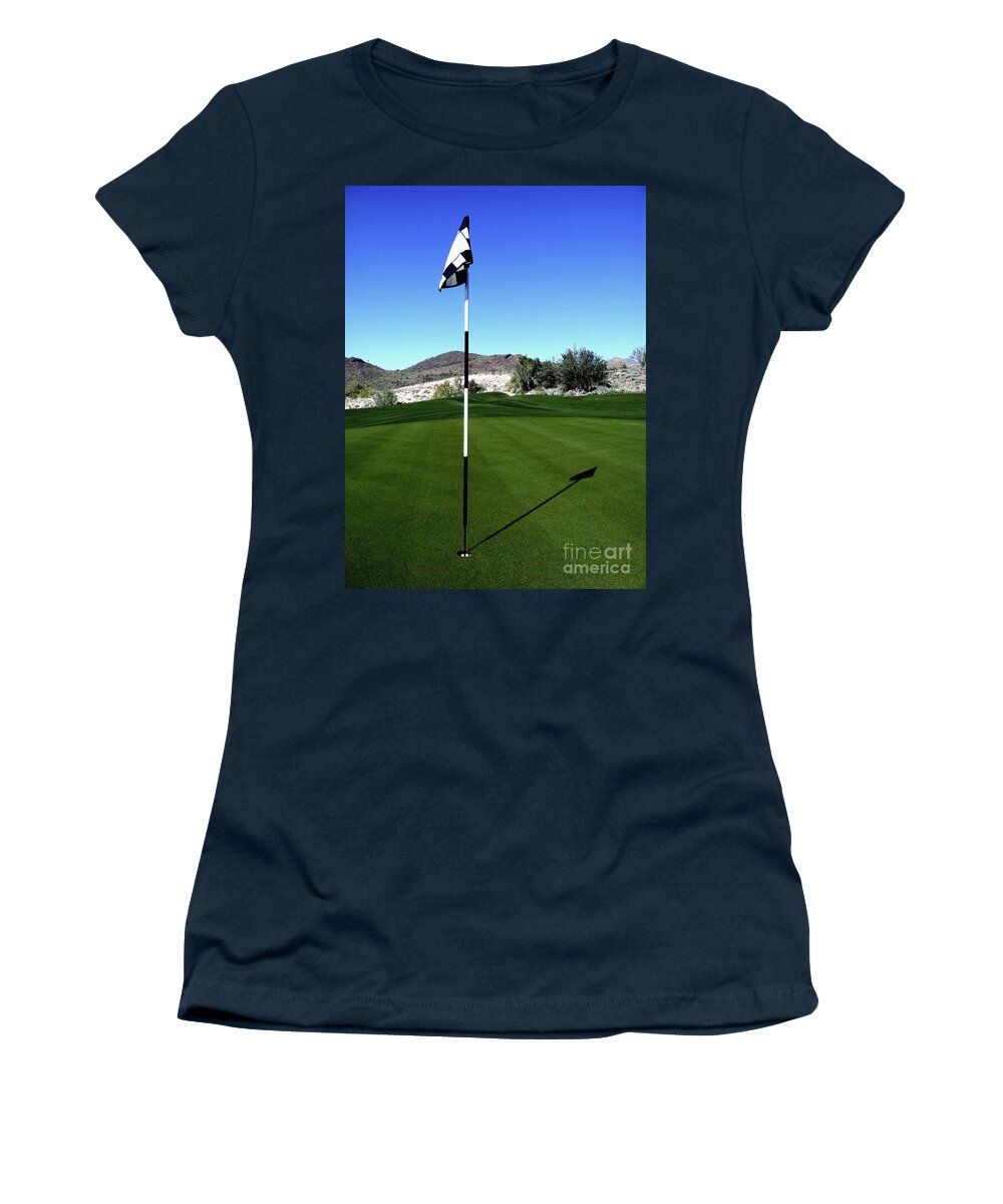 Activity Women's T-Shirt featuring the photograph Putting Green and Flag on Golf Course by Bryan Mullennix