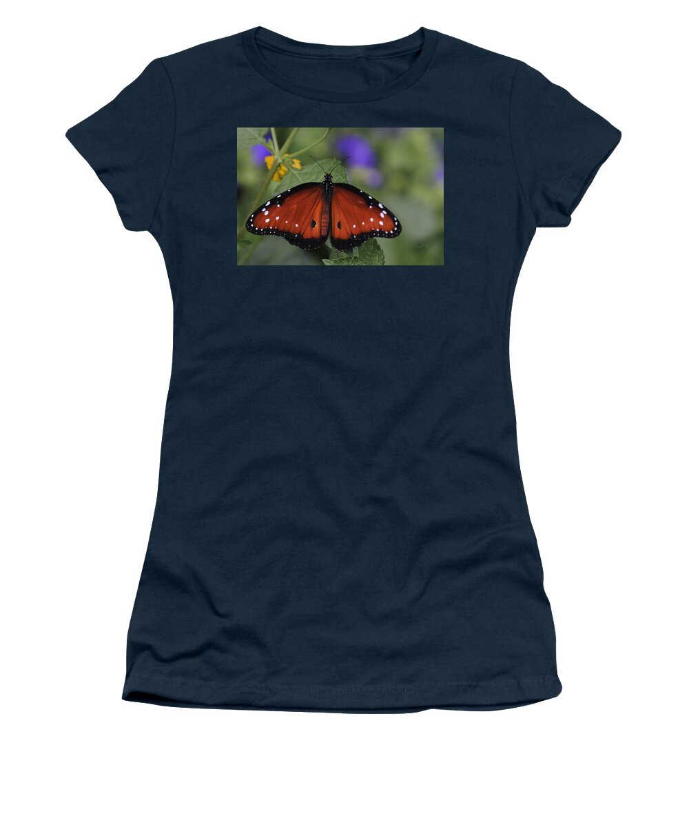  :penny Lisowski Women's T-Shirt featuring the photograph Queen Butterfly by Penny Lisowski